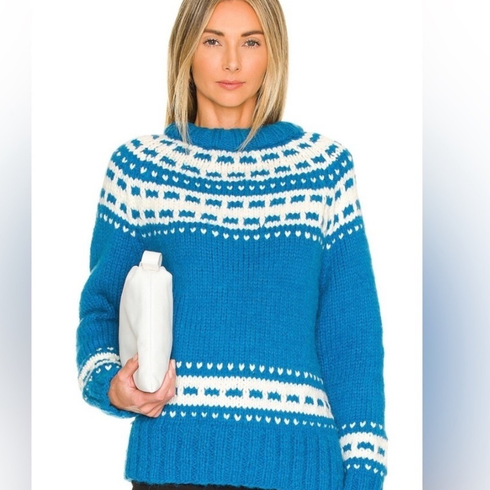 Smythe x Augden hand knit oversized blue Nordic sweater size L